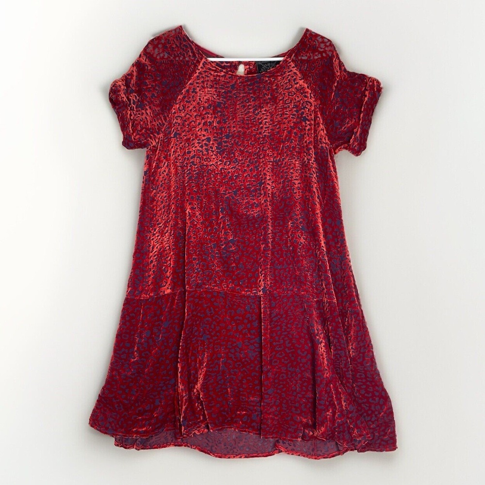 Johnny Was Jade Collection Doris Silk Blend Mini Dress Flare Boho Red Blue XS